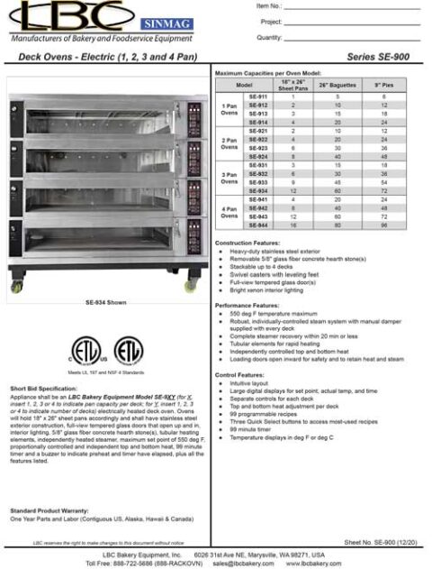 LBC Deck Ovens – Electric