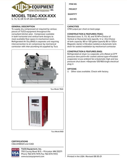 TUCS HP Air Compressor